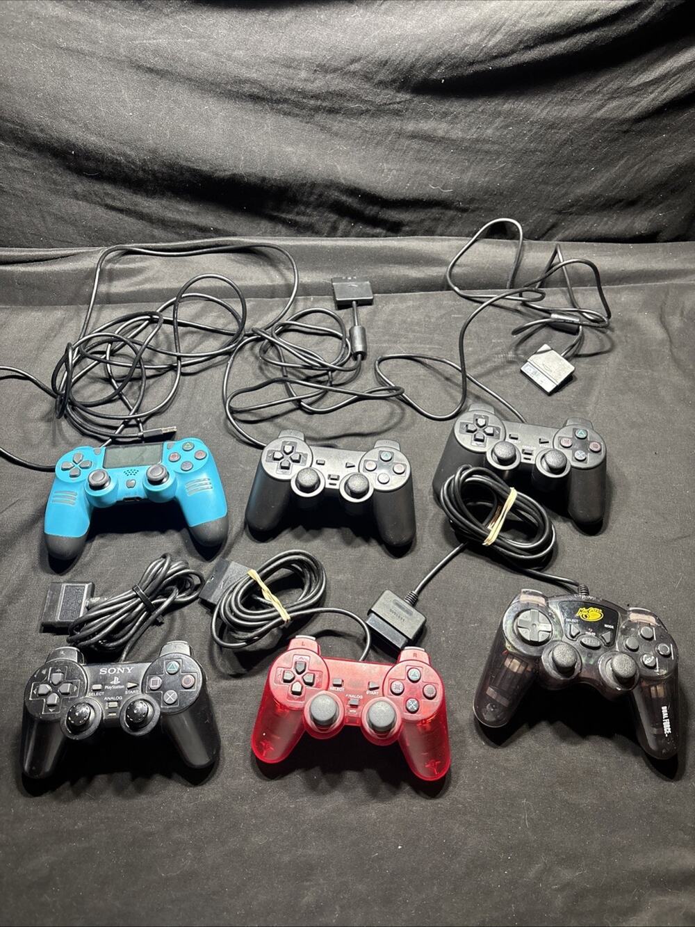 Lot of 6 PlayStation Controllers PS2 PS3 PS4 Sony DualShock MadCatz